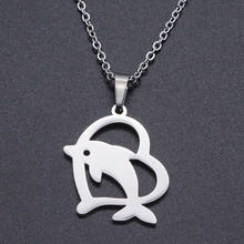 Heart Dolphin Stainless Steel Charm Necklace for Women Dropshipping Accept OEM Order Fashion Jewelry Necklaces Wholesale 2024 - buy cheap
