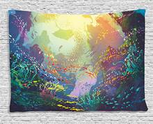 Art Tapestry Sea Animals Decor Underwater with Coral Reef and Colorful Fish Aquarium Artistic Home Art Dorm Wall Hanging 2024 - buy cheap