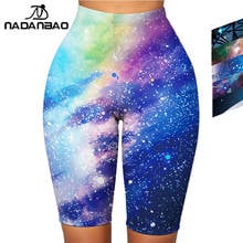 Nadanbao-calças legging de cintura alta sem costura, curta, feminina, estampa estrelada, levantamento dos quadris, fitness, moda, lantejoulas, justa 2024 - compre barato