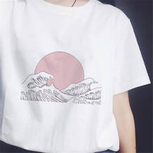 WVIOCE Women T Shirt Sunset Over The Sea Printed Shirt Women Round Neck Tops Loose Harajuku Cartoon White T Shirt Korean Clothes 2024 - buy cheap