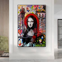 Mona Lisa Street Graffiti Art Posters and Prints Funny Canvas Painting on The Wall Art Picture for Living Room Home Decor 2024 - buy cheap