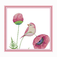 Kits de ponto cruz pássaros e flores rosas 11ct tecido impresso 14ct de lona contagem chinesa ponto cruz diy conjuntos de fios de bordar 2024 - compre barato