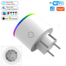 Wi fi tomada inteligente 16a ue adaptador led sem fio controle de voz remoto energia monitor tomada temporizador para alexa google casa 2024 - compre barato