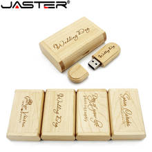 JASTER 1 шт. Бесплатная лазерная гравировка логотипа деревянная + коробка Флешка 4 ГБ 8 ГБ 16 ГБ 32 ГБ 64 ГБ USB флэш-накопитель фотография подарок 2024 - купить недорого