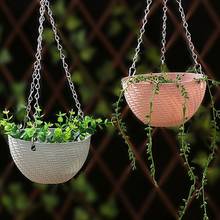 Hanging Baskets Rattan Woven Round Plastic Flower Pot Plant With Chain Houseplants Sky Planter Garden Balcony Decor 2024 - buy cheap