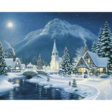 5d diamante bordado natal neve montanha paisagem pintura de diamantes completo diamante mosaico decoração para casa presente de natal 2024 - compre barato