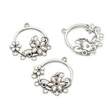 10pcs Tibetan Style Alloy Connector Rhinestone Settings Flower Antique Silver Color Fit for 2mm rhinestone 36x32x3mm Hole: 2mm 2024 - buy cheap