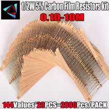 Kit de resistor de filme de carbono, 2880 peças 1/2w 5% 0.5w 0.1-10m ohm 2024 - compre barato