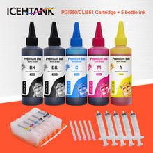 Чернильный картридж ICEHTANK PGI 550 551 для Canon PGI-550XL Pixma IP7250 MG5450 MG5550 IX6850 картриджи + 100 мл чернила для заправки бутылок 2024 - купить недорого