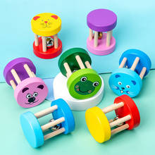 Brinquedos do bebê chocalhos montessori gaiola de madeira chocalhos brinquedo instrumentos coloridos agitando handbell brinquedos do bebê cedo brinquedos educativos 2024 - compre barato