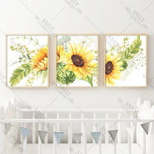 Sunflower Wall Art Canvas Posters Nursery Kitchen Farmhouse Decor Watercolor Flowers Art Painting Pictures Home Decoration 2024 - buy cheap