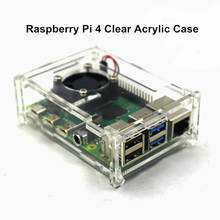 Carcasa de acrílico transparente para Raspberry Pi 4 modelo B, Carcasa protectora para RPI 4B, con ventilador de refrigeración 2024 - compra barato