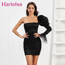 Karlofea элегантное платье женское стильное Клубное платье с длинным рукавом сексуальное атласное мини-платье с рюшами свадебное вечернее платье знаменитостей комплекты 2024 - купить недорого