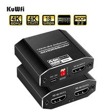 KuWFi HD-MI 2,0 1 в 2 на разветвитель 4K 60Hz HDR Поддержка HDCP 2,2 UHD HD-MI 2,0 HD-MI сплиттер HD-MI распределительная коробка для PS4 проектор 2024 - купить недорого