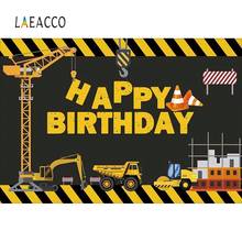 Laeacco Happy 1st Birthday Party Construction Vehicle Engineering Customized Poster Photography Background Photo Backdrop Photo 2024 - buy cheap