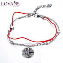 LOVANS Pulseiras 925 Sterling Silver Star Pendant Forma Linha Vermelha Linha Corda Rope Pulseiras Do Sexo Feminino браслеты на руку 2024 - compre barato