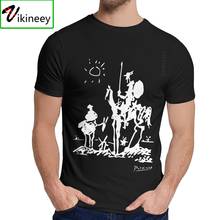 Pure Cotton Picasso Art Painting Man's T-Shirt Don Quixote Knight Tee For Man Streetwear Nice Classic Round Neck Camiseta 2024 - buy cheap