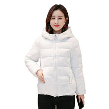 Jaqueta curta de algodão com capuz feminina, casaco feminino folgado com capuz, quente e novo, fashion, de inverno, 2021 2024 - compre barato