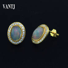 VANTJ 100% Natural Opal Stud Earrings 925 Sterling Silver  for Women Wedding Earrings Fashion Anniversary Jewelry Gift 2024 - buy cheap