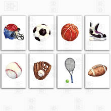 Футбол скейт Холст Картина скандинавские постеры и принты мяч Спорт Баскетбол регби настенные художественные фотографии для детской комнаты домашний декор 2024 - купить недорого