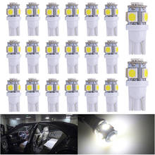 Lâmpadas led brancas dc 12v dc para interior do carro, 20 unidades, w5w 194 168 2825, sinal de volta, lâmpada automotiva, t10 w5w 5smd 5050 2024 - compre barato