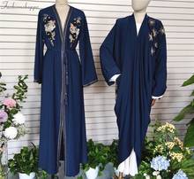 Дубай абайя мусульманская Мода Ручная работа вышитый кардиган халат турецкий исламский кимоно Рамадан ИД 2024 - купить недорого