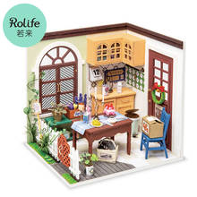 Robotime rolife casa de bonecas diy casa em miniatura de madeira para presente de aniversário dgm09 sra. charlie sala de jantar 2024 - compre barato