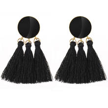 Bohemian Geometric Long Tassel Drop Earrings for Women Silk Fabric Pendant Dangle Earring Statement Ethnic Jewelry Drop Earrings 2024 - buy cheap