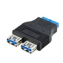 Porta dupla usb 3.0 para placa-mãe, adaptador de 20 pinos para 2 x usb a fêmea 2024 - compre barato