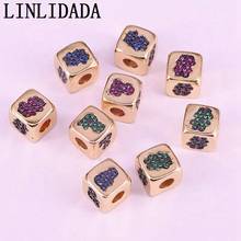 Wholesale 20Pcs CZ zircon Micro pave Connector square Spacer Beads for DIY Making Bracelet necklace Jewelry Finding 2024 - buy cheap