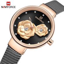 Naviforce relógio feminino impermeável, relógio de quartzo impermeável fashion casual para mulheres marca de luxo 2020 relógio de menina flor novo 2024 - compre barato