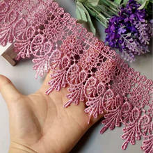 2 Yard Fuchsia Flowers Embroidered Lace  Trim Ribbon Applique Fabric Sewing Craft DIY Vintage Crochet Wedding Bridal Dress 2024 - buy cheap