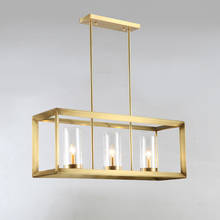 All copper new Chinese style simple modern restaurant bar chandelier creative rectangular chandelier 2024 - buy cheap