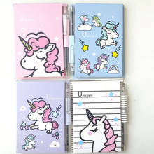 Cartoon Unicorn Memo Pad with pen Loose Leaf Deco Notepad Writing Points Planner Memo Pads Office School Supplies Stationery 2024 - buy cheap