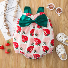 2021 Fashion Newborn Infant Baby Girls Strawberry Print Bow Romper Bodysuit Clothes Summer Boutique Baby Girl Clothes Outfits 2024 - buy cheap