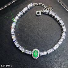 Joias finas de alta qualidade natural esmeralda 925 prata esterlina mulheres pulseira de mão com pedras preciosas suporte teste bonito 2024 - compre barato