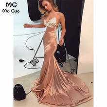 Sexy Spaghetti Straps Evening Party Dress With Lace Shiny Satin Backless Formal Gowns For Teens Simple Prom Gown Evening Dresses 2024 - buy cheap