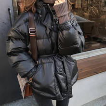 Куртка женская зимняя с хлопковой подкладкой, толстая, черная, свободная, с поясом, M19, 2019 2024 - купить недорого