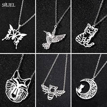 Cartoon Stainless Steel Animal Necklaces for Women Lovely Humming Bird Rabbit Butterfly Necklace Collier Femme Jewelry Bee Gifts 2024 - buy cheap