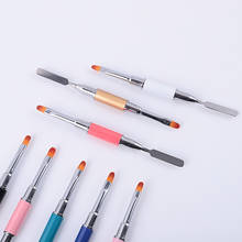 Dual Head Nail Art Brush Nylon Hair Flat Pusher for Nail Tips Extension UV Gel Tips Drawing Pen Brushes Nail Art Tools 2024 - buy cheap