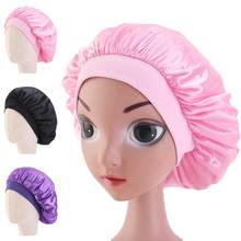 Kids Girls Satin Bonnet Cap Night Sleep Hair Protect Head Cover Wide Band Hats Solid Color Hair Loss Hat Beanies Skullies Turban 2024 - buy cheap