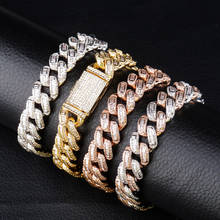 Hip Hop Iced Out AAA CZ Stone Bling Miami Curb Cuban Link Chain Bracelets Personality Can open Lock Men Bling Rapper Jewelry 2024 - buy cheap
