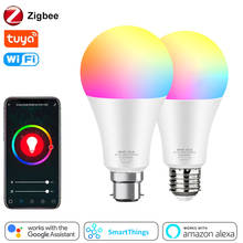 Умная Светодиодная лампа Zigbee E27 B22, 15 Вт, умная жизнь, приложение Google Home, управление Alexa, светодиодная лампа RGBW RGBWW 110 В 220 В, светодиодные лампы для дома 2024 - купить недорого