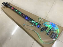 High quality crystal acrylic 4-string transparent electric bass color LED flashing closed pickup free shipping 2024 - buy cheap
