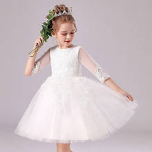 Children's Piano Princess Long Dresses 2021 Seasons New Lace Bowknot Sleeve Little Girls Party Dresses For Girls Evening Dresses 2024 - buy cheap