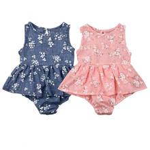0-18M Summer Clothing Infant Bodysuits Newborn Dress Baby Clothes Baby Girl Sleeveless Flowers Print Jumpsuits Girls Tutu Dress 2024 - buy cheap