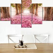 Spring Big Forest Road Full of Petals Natural Scenery Photography Frameless Beautiful Pink Cherry Blossom Home Decoration Poster 2024 - buy cheap