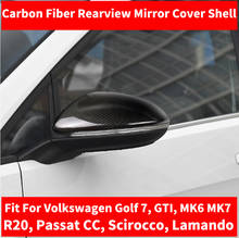 Carbon Fiber Rearview Back Mirror Cover Trim Shell Decal Replace For Volkswagen Golf7 GTI MK6 MK7 R20 Passt CC Scirocco Lamando 2024 - buy cheap