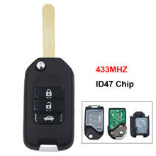 3 Button Folding Flip Remote Key Smart Car Key Fob 433MHz with ID47 Electronic Chip Uncut Blade for Honda Fit XRV City Greiz 2024 - buy cheap