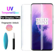 Para oneplus 7 pro uv protetor de tela líquido cheio colado 100d curvo uv vidro temperado para um mais 7 t 7 t pro película protetora 2024 - compre barato